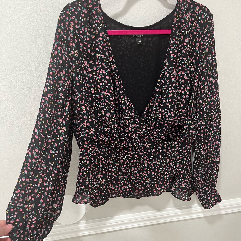 Versona Wrap Ruffled Blouse